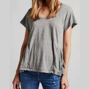 Current/Elliott The Girlie Tee Heather Grey Ruffle Hem T-Shirt Size 2